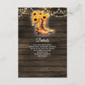 Sonnenblumen Cowboy Boots Barn Wood Western Hochze Begleitkarte (Vorderseite)