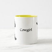 Sonnenblumen, Cowgirl Black Hat & Boot Zwei-Tone-C Zweifarbige Tasse (Mittel)