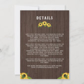 Sonnenblumen Custom Foto zwei in einer Hochzeit Einladung (Rückseite)