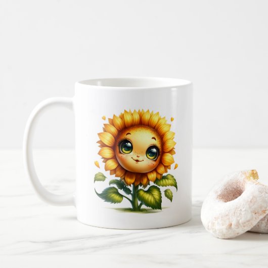 Sonnenblumen Cutie Kaffeetasse (Mit Donut)