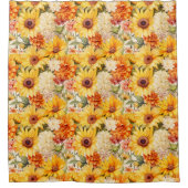 Sonnenblumen, Dahlias, Zinnias Duschvorhang (Vorderseite)