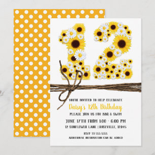 Sonnenblumen & Daisies 12 12. Geburtstagsparty Einladung