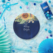 Sonnenblumen Daisies Gipskraut Navy Blue Rustic Pappteller (Party)