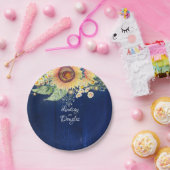 Sonnenblumen Daisies Gipskraut Navy Blue Rustic Pappteller (Party)