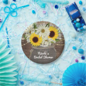 Sonnenblumen & Daisies Mason Jar Sparkle Rustikale Pappteller (Party)