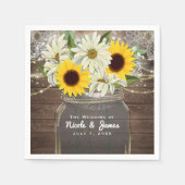 Sonnenblumen & Daisies Mason Jar Sparkle Rustikale Serviette (Vorderseite)
