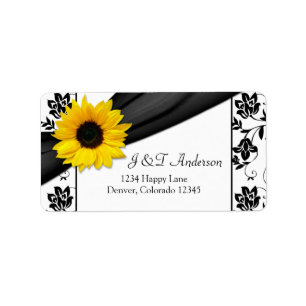 Sonnenblumen-Damaskus-Hochzeits-Rücksende-Adresset Adressaufkleber