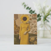 Sonnenblumen-Dame Postkarte (Stehend Vorderseite)
