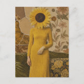 Sonnenblumen-Dame Postkarte (Vorderseite)