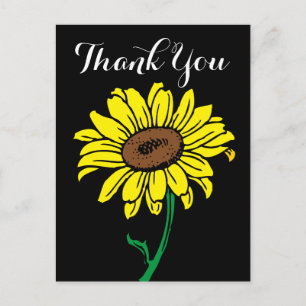Sonnenblumen-Dankeschön-Schwarz & Gelbe Blumen Postkarte