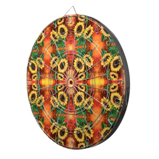 Sonnenblumen Dart Board - Malerei Dartscheibe (Vorderseite rechts)