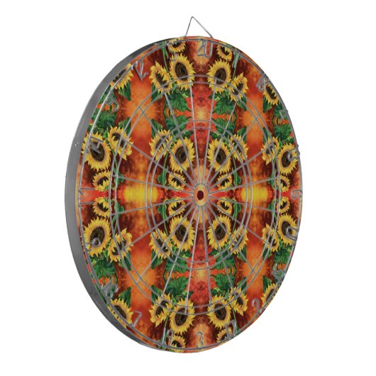 Sonnenblumen Dart Board - Malerei Dartscheibe (Vorderseite Links)