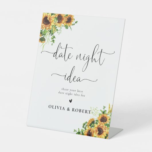 Sonnenblumen-Date-Night-Idee-Schild Sockelschild (Vorderseite)