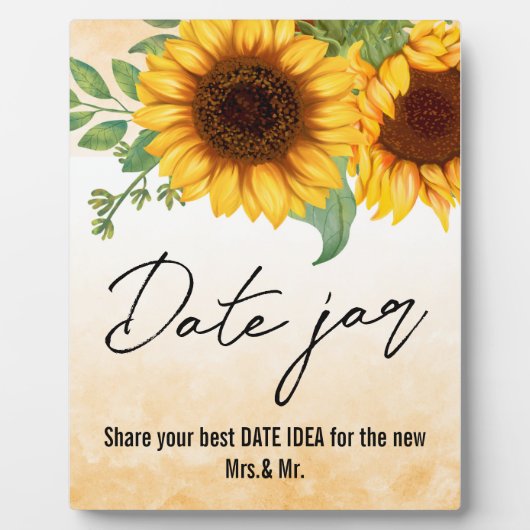 Sonnenblumen Datum Jar Zeichen Tabletop Plaque Fotoplatte (Vorderseite)