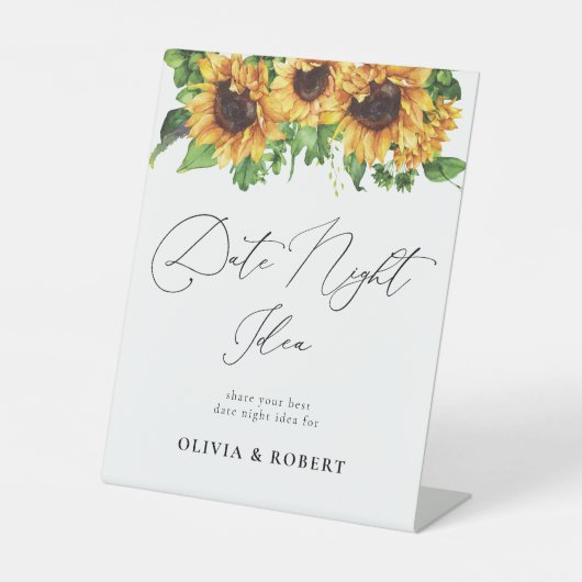 Sonnenblumen Datum Nacht Unterschreiben Sockelschild (Vorderseite)