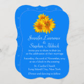 Sonnenblumen Delight Blues Hochzeit Einladung (Vorne/Hinten)