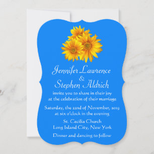 Sonnenblumen Delight Blues Hochzeit Einladung