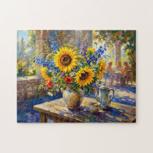 Sonnenblumen Delphinium Gartenpassage