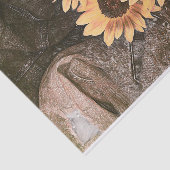 Sonnenblumen Denim Yellow Brown Rustikale Vintage Seidenpapier (Ausschnitt)