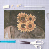 Sonnenblumen Denim Yellow Brown Rustikale Vintage Seidenpapier (Handwerk)