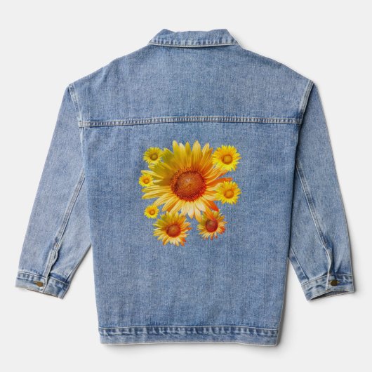 Sonnenblumen-Denimjacke Jeansjacke (Rückseite)