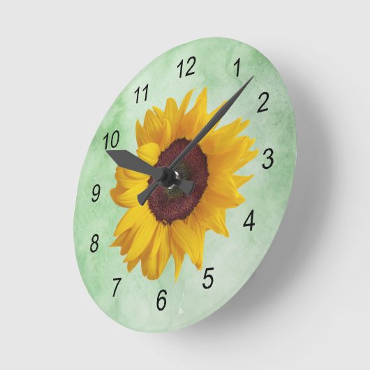 Sonnenblumen-Design-Rundlaufzeit Runde Wanduhr (Winkel)