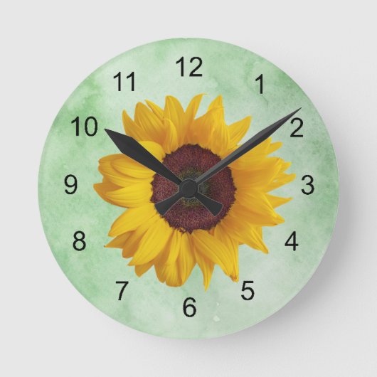 Sonnenblumen-Design-Rundlaufzeit Runde Wanduhr (Vorderseite)