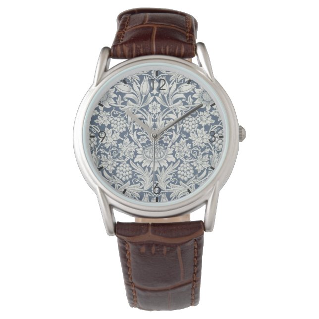 Sonnenblumen-Design (von William Morris) Watch Armbanduhr (Vorderseite)