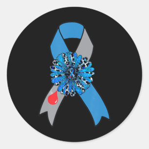 Sonnenblumen Diabetes Awareness Blue Ribbon Suppor Runder Aufkleber