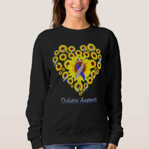 Sonnenblumen Diabetes Herz Grau blaue Ribbon Diabe Sweatshirt