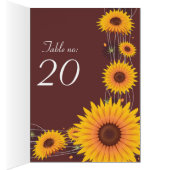 Sonnenblumen, die Party-Tischnummer-Karte Wedding (Innen (Rechts))