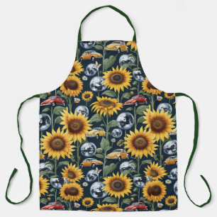 Sonnenblumen Disco-Kugeln und Vintage Käfer Bug-Au Schürze