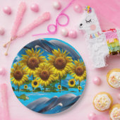 Sonnenblumen Dolphines Papier Teller (Party)