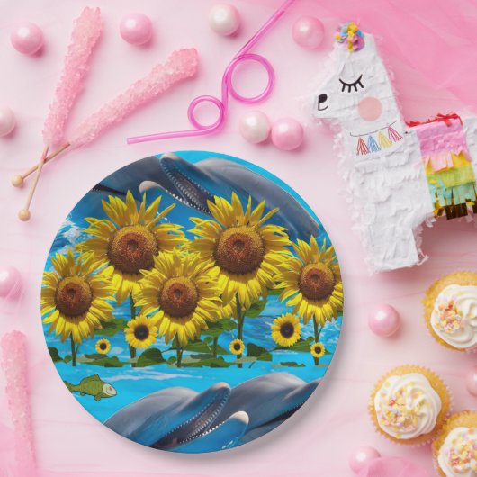 Sonnenblumen Dolphines Papier Teller (Party)