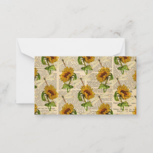 Sonnenblumen Dragonfis Old Newspaper Country Style Mitteilungskarte