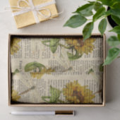 Sonnenblumen Dragonfis Old Newspaper Country Style Seidenpapier (Geschenk)