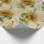 Sonnenblumen Dragonflies Alte Zeitung Country Stil Geschenkpapier (Ecke)