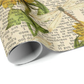 Sonnenblumen Dragonflies Alte Zeitung Country Stil Geschenkpapier (Rolleneckpunkt)