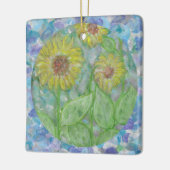 Sonnenblumen Dream Circle mit Aquamariner Kunst Keramikornament (Links)