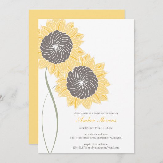 Sonnenblumen duschen,/Party Einladung (Vorne/Hinten)