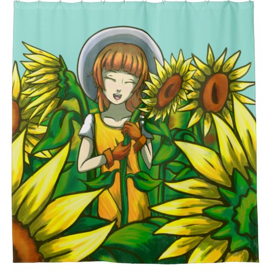 Sonnenblumen Duschvorhang (Vorderseite)
