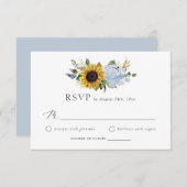 Sonnenblumen Dusty Blue Blumen Rustikale Hochzeit Einladung (Vorne/Hinten)