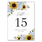 Sonnenblumen Dusty Blue Floral Elegante Tischnumme Tischnummer (Vorderseite)