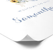 Sonnenblumen Dusty Blue Hydrangea Wappen Begrüßung Poster (Ecke)