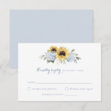Sonnenblumen Dusty Blue Hydrangea Wedding RSVP