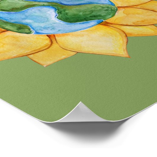 Sonnenblumen Earth Day Art Aquarell Sonnenblumen Poster (Ecke)