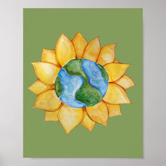Sonnenblumen Earth Day Art Aquarell Sonnenblumen Poster (Vorne)