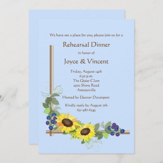 Sonnenblumen-Ecke Einladung (Vorne/Hinten)