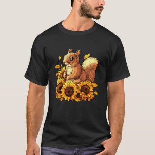 Sonnenblumen-Eichhörnchen-Blumen-Gartenbau-Blumen T-Shirt