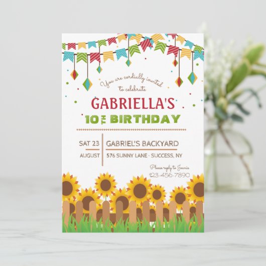 Sonnenblumen Einladung (Stehend Vorderseite)